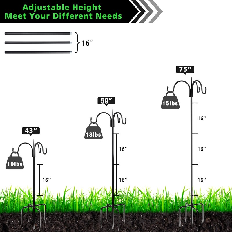 FEED GARDEN [Upgrade Version 76 Inch Three Shepherd Hooks for