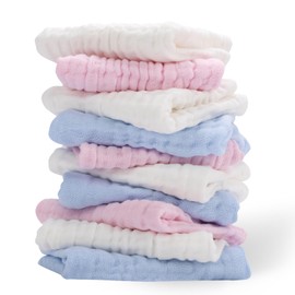 Arnzion 10 Pack Muslin Burp Cloths - 17"x9" 6-Layer 100% Cotton - Ultra Soft & Super Absorbent for Baby Spit Up & Drool - Gentle Burping Cloths for Newborn Boys & Girls, Essential Baby Items