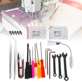 Sewing Machine Repair Accessories , Straight/Curved Tweezers Wrenches Cross/Slot Screwdriver Screws Brush Scissors Kit with Storage , Sewing Machine Repair Accessories