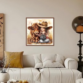 Kulvci Cow Diamond Art Painting Kits for Adults, Diamond Art Kits for Beginners, 5D DIY Full Drill Gem Craft for Home Decor Gift 12x12inch