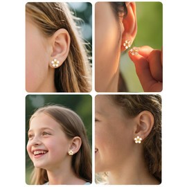 HGDEER Flower Stud Earrings for Girls Kid, Hypoallergenic Kids Granddaughter Gifts from Grandma Teen Tween Toddler Year Old Girl Birthday Christmas Stocking Stuffers Jewelry Trendy Stuff Cool Cute