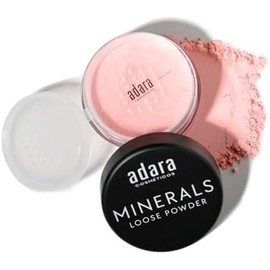Polvo Suelto Mineral de Adara - Fijador de Maquillaje ultra fino Tonos Neutral Pink y Soft Peach (Neutral Pink, 25g)