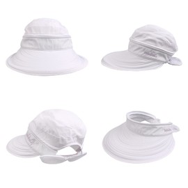 PESAAT Summer Women Visor Hat Detachable UV Protection Hats for Women Quick-Drying Sun Caps (White)