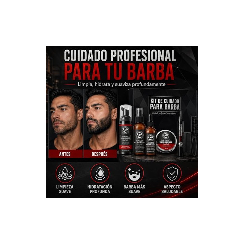 Kit Barba para Hombre 7 en 1,Kit Para Barba para