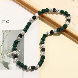 AUSGER Baseball Ice Collection Necklace for Boys Men Sparkly Elastic Bling Beaded Rhinestone Necklace Drip Gift for Girls Kids Players