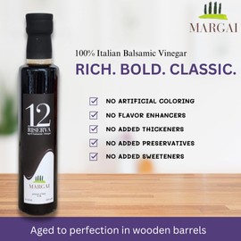 Margai Riserva Italian 12 Year Old Authentic Aged Balsamic Vinegar - Rich and Deep Flavor - All Natural Ingredients - Aged in Wooden Barrels