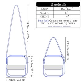 BVYA Clear PVC Purse Bag, Stadium Approved Crossbody Bag, Clear Concert Bag