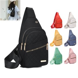 Solid Color Quilted Fanny Pack, Casual Large Capacity Zipper Chest Belt Bum Bag As Gift, Adjustable Strap, All-match Sling Bag for Daily Use & Gifts:_Pink