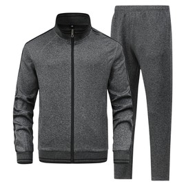 JIASCVGA Men's 2 Pieces Athletic Tracksuit Full-Zip Workout Sweatsuit with Active Jackets and Pants