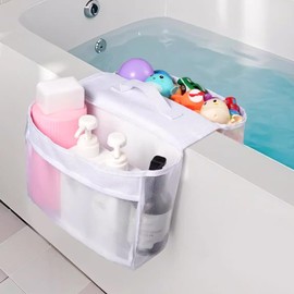 DMJJSD Bath Toy Storage, Bath Toy Hanging Organiser Bag Storage Bag Bath Toy Mesh Bag Bath Toy Storage, for Family Bathroom (White)