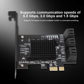 PUSOKEI PCIe SATA Card 6 Ports, 6.0 Gbps SATA 3.0 PCI Express Expansion Card, PCIe to SATA Riser Card, Compatible SATA 6G 3G 1.5G HDD, for Win XP/7/8/10/LINUX