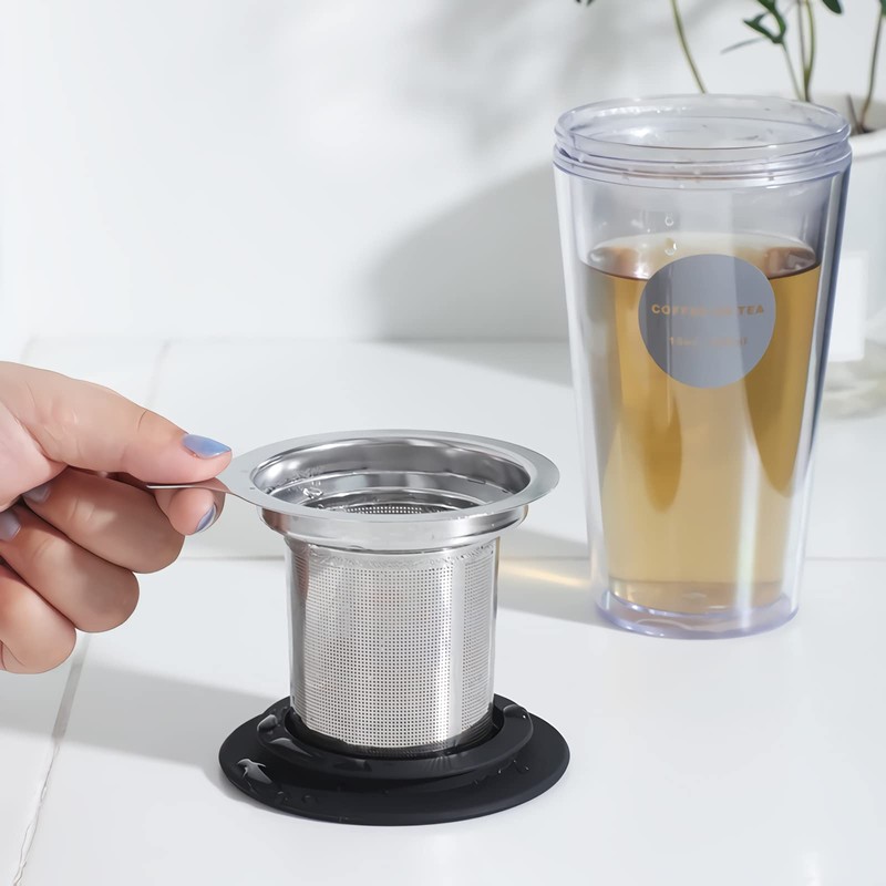 Tea Infuser, Extra Fine Mesh Tea Strainer with Silicone Lid,