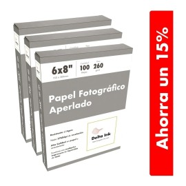 Papel Fotográfico Aperlado 300 Hojas 6x8 (3 Pack) Blanco