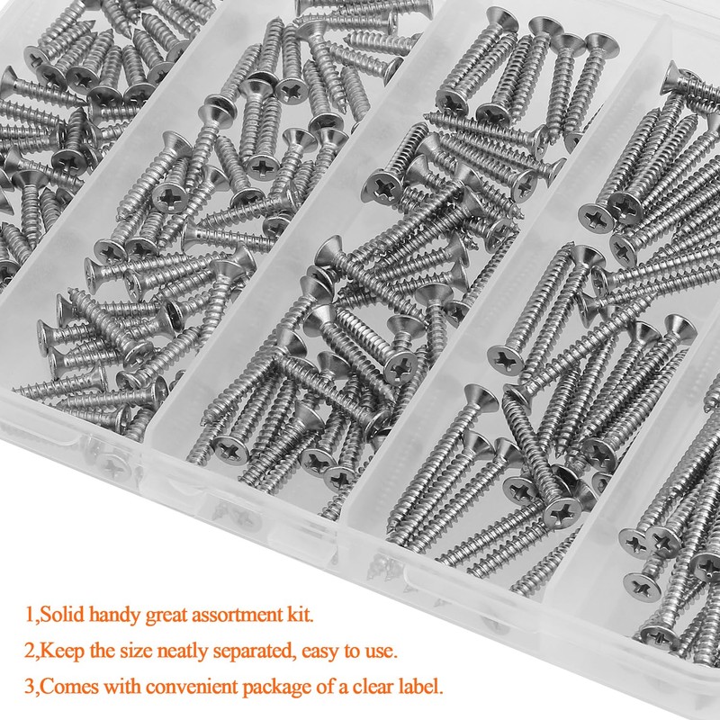#4 x 1/2" 5/8" 3/4" 1" 1-1/4" Wood Screws Set,