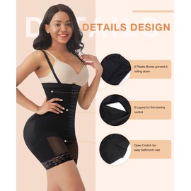 Lover-Beauty Butt Lifting Shapewear Tummy Tuck Compression Garment for Women Faja Postparto Para Mujer for Women Open Bust Shapewear Black