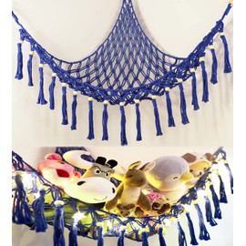 Stuffed Animal Storage Hammock with LED Light - Stuffy Hammock for Stuffed Animals Organizer Net - Teddy Bear Toy Stuffie Hammocks for Kids Decoration Chambre