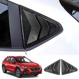 LUNQIN Chrome Carbon Fiber Style Car Rear Side Louvers Window Trim Panel for Subaru Crosstrek 2024 2025 and Subaru Impreza 2024 2025 Auto Exterior Accessories Back Blinds Decorations Protection Cover