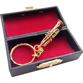 SUNRISE SOUND HOUSE Sunrise Soundhouse Miniature Musical Instrument, Metal Trumpet, 1.8 inches (4.5 cm), With Ring