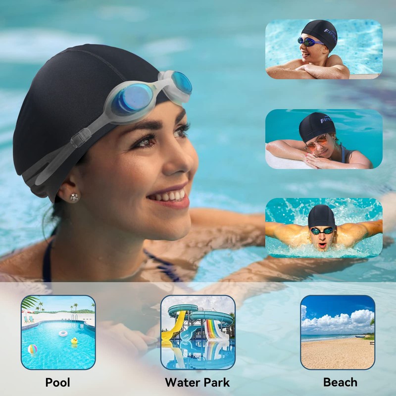 Firesara Upgrate Fabric Swim Cap Fit for Long Short Hair,