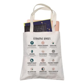 LEVLO CBT Counsellor Teacher Psychologist Graduation Gift Cognitive Biases Mental Health Shopping Bag, Cognitive Biases, Medium