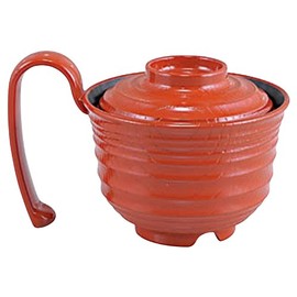 Bowl: Fukui Crafts 3-183-6 Grippy Bowl with Totte Lid, Lacquerware, Vermilion Vermilion, 5.4 x 3.0 x H3.3 inches (13.7 x 10.1 x 8.5 cm), 10.8 fl oz (300 cc)