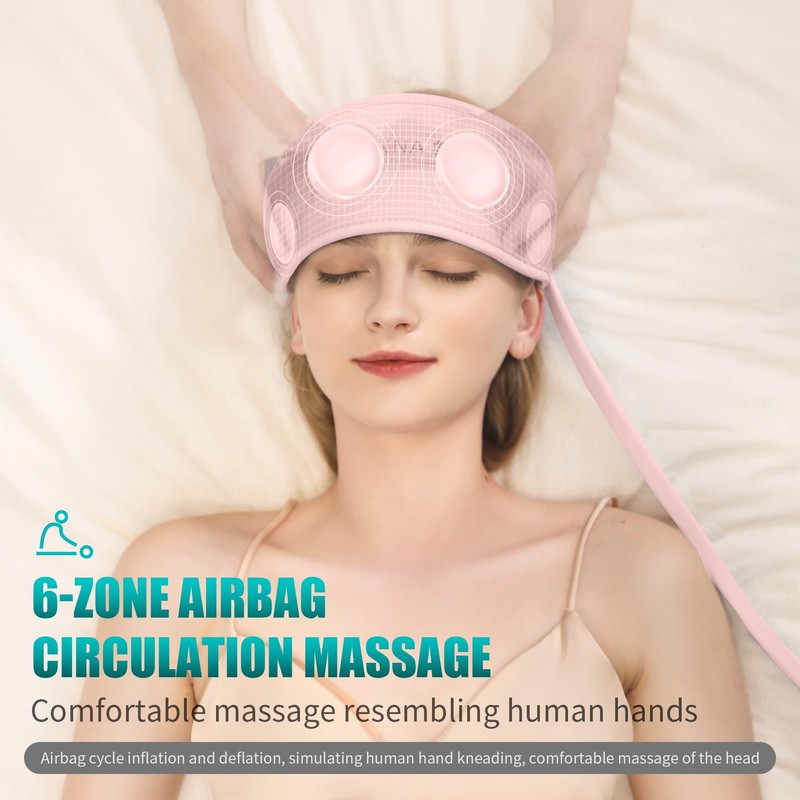 Head Massager,Scalp Massager,Relief Headaches,Fatigue,Stress,Sleep aid,Hangover with Airbag Kneading,Constant Temperature Hot