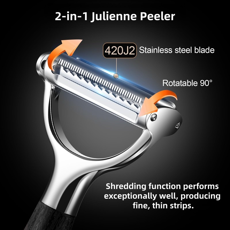 Huakai 2-in-1 Julienne Peeler Vegetable Peeler for Kitchen