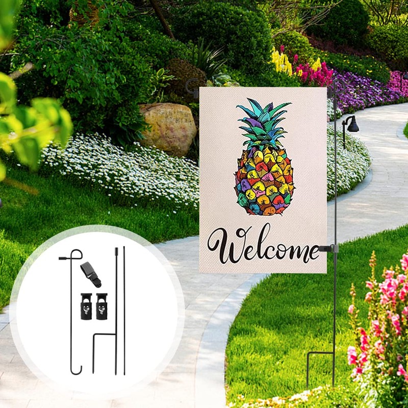 32inchs Garden Flag Stand, Removable Yard Flag Pole Outdoor Decor