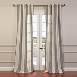 HPD Half Price Drapes FHLCH-YL7178117-84 Linen Blend Stripe Curtain (1 Panel), 50 X 84, Del Mar Gray