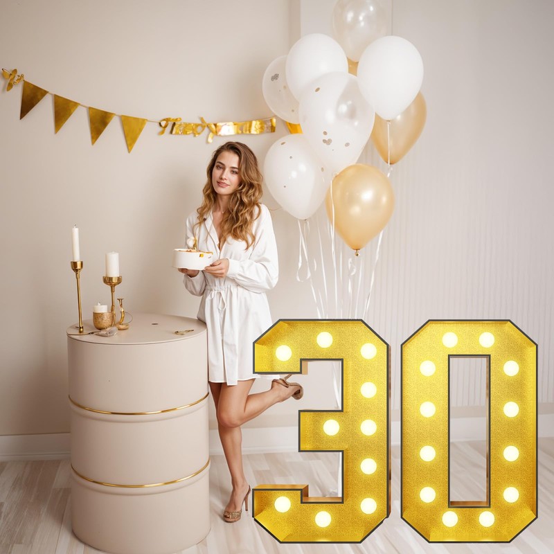 Number 15 Marquee, 4FT Light Up Numbers Gold Large Light