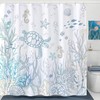 Nautical Coastal Turtle Shower Curtain, Coral Starfish Seashell Ocean Themed