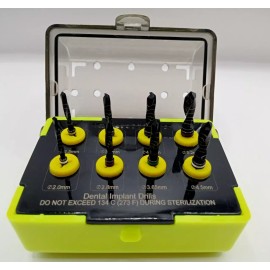 NOMI BROTHERS Dental Implant Drills Kit 8 Pcs Set Titanium Coated Black Surgical Tools NEW CE