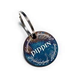 Lord of the Ring One Ring Inspired Custom Metal Pet Name Tag - Flame Fired Distressed Stainless Steel Engraved Pet Tag - Eco Friendly Dog Cat Collar ID tag