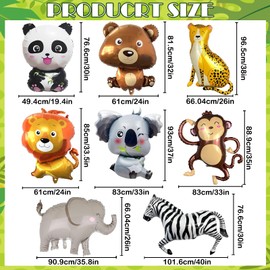 Balloons Animals, Pack of 8 Foil Balloons Animals, Helium Balloons Animals, Forest Animals Birthday Decoration, Safari Birthday Decoration for Children Birthday Party Decoration, Safari Party (Forest