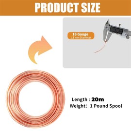 YGHSZ 65 Feet Electroculture Gardening Antenna Pure Copper Wire Gardening Coil Bare Wire 16 Gauge 99.9% Soft Copper Wire Stakes for Gardening Growing Plants Vegetables