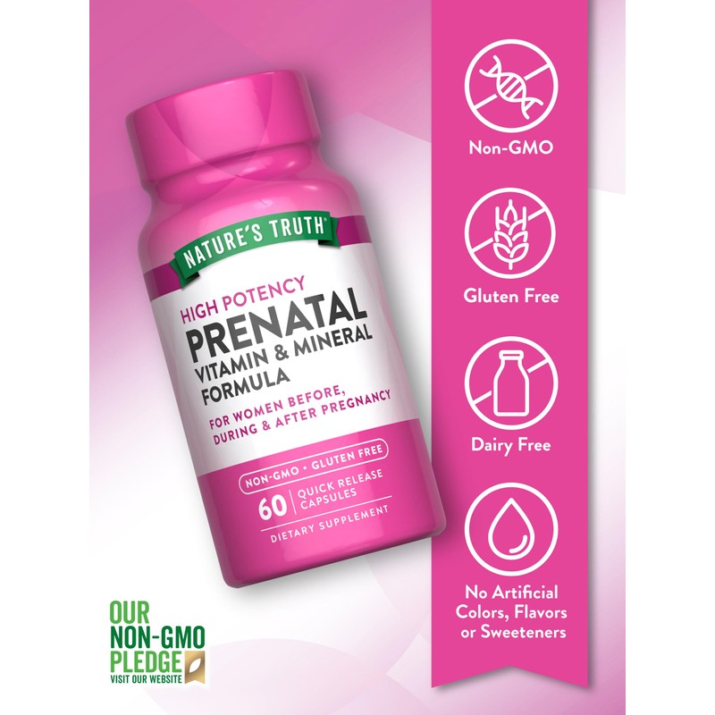 Nature's Truth Prenatal Vitamins With Folic Acid | 60 Capsules