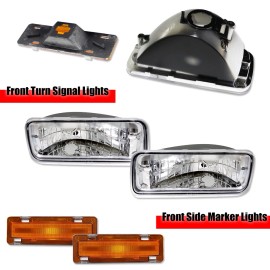 GTINTHEBOX Fit 1985-92 Chevy Camaro Clear Lens Signal Lights + Amber Lens Side Marker Lamps