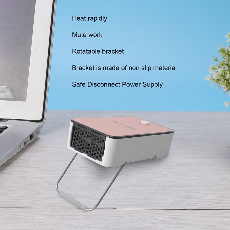 Mini Space Heater Pink Fast Heating Rotatable Holder Anti Slip