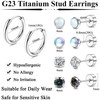 Jstyle Titanium Earrings, Unisex, Popular, Hypoallergenic, Titanium, Flat Back Earrings,
