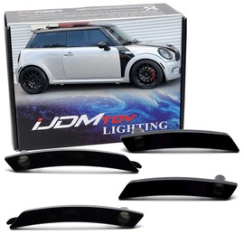 iJDMTOY OEM-Spec Black-Out Smoked Lens Front & Rear Bumper Wheel Arch Side Marker Lamp Housings Compatible With 2007-2013/14 MINI Cooper R55 R56 R57 R58 R59 R60 R61