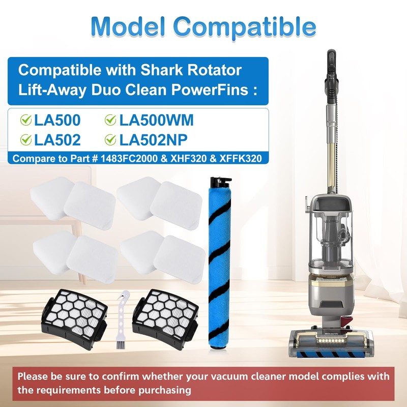 LA502 LA500 Brush Roller Filter Replacement for Shark Lift-Away ADV