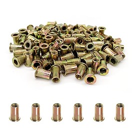 HPGJLEE 100PCS -Rivet Nuts, M3 Carbon Steel Metric Rivet Nut Assortment Kit, Flat Head Threaded Insert Nutserts Assort,for Automotive Furniture Decoration Electrical and Industrial Products (NUT-M3)