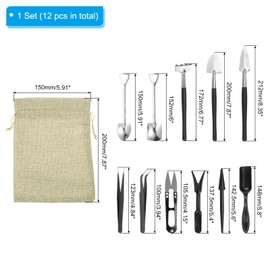 PATIKIL Succulent Tools Set, 12 Pcs Transplanting Tools Set Mini Garden Tools Kit for Succulent Miniature Gardening Plant Care, Black