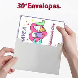HEYINSHEN 30 Valentines Day Cards Valentines Day Cards for Kids School Valentines Cards for Kids Classroom Valentines Greeting Cards with Envelope Gifts for Boys Girls Classroom Exchange Party Favor
