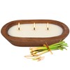 Citronella Scented 3-Wick Candle (8oz) Oval Wood Bowl Candle, Clean