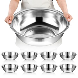 TREEHAC 8 Pcs 16 Inch Stainless Steel Mixing Bowls with 13 Quart Capacity for Kitchen Prep Salad Baking and Cooking Use
