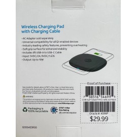 AT&T OEM AT&T 10W Wireless Charging Pad + Charging Cable - Black