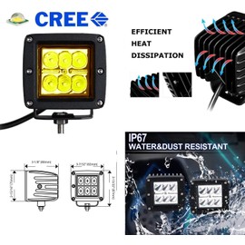 iJDMTOY Yellow LED Pod Fog Lamp Kit Compatible with Ford 2015-20 F150, 2017-22 F250 F350, Includes (2) 24W High Power LED Cubes, Foglight Location Mounting Brackets & Wiring/Adapter Harnesses