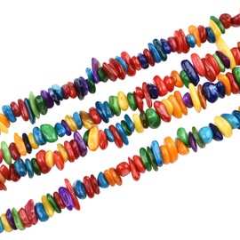 32 Inches 5-8mm Multicolored Shell Chips Gemstone Free Form Tumbled Semi Precious Irregular Strand Drilled Stone Beads for Jewelry Making