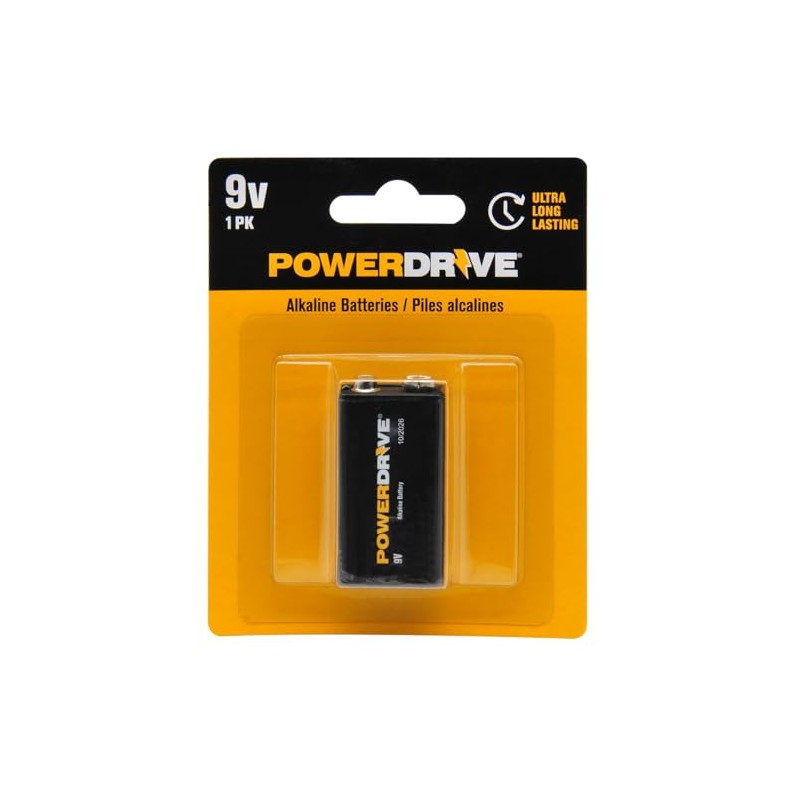 PwerDrive 9 Volt Alkaline Battery 1-Pack PD9V1PK 9V Alkaline Performance